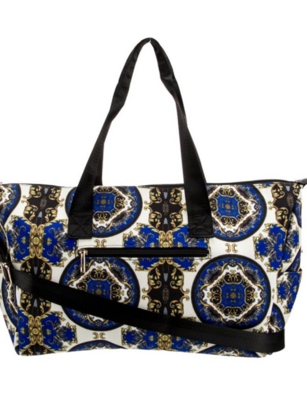 Alice + Olivia Blue & Gold Baroque Pattern Weekender Bag NWT
